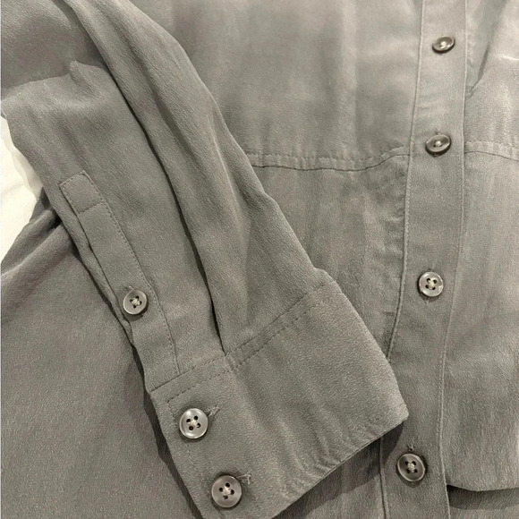 Spanx Low Maintenance Silk Button Down in Gray Size XS - Picture 6 of 8